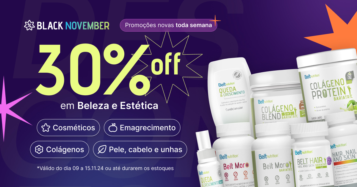 Black November Belt Nutrition: Termogênicos, Colágenos e Cosméticos com 30% OFF