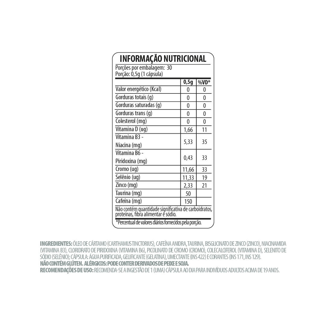 Termogênico Belt Energy - Tabela Nutricional